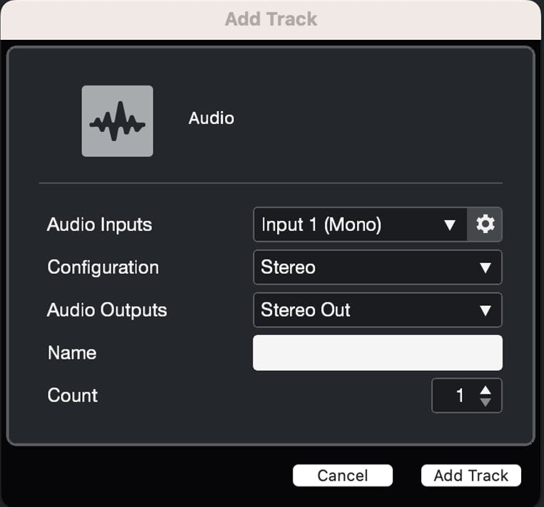 Create a new audio track