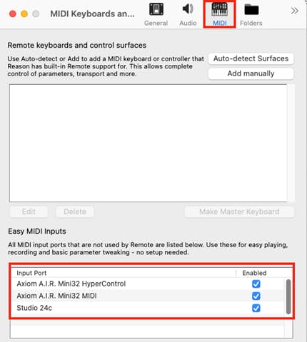 Set up you MIDI keyboard under Preferences