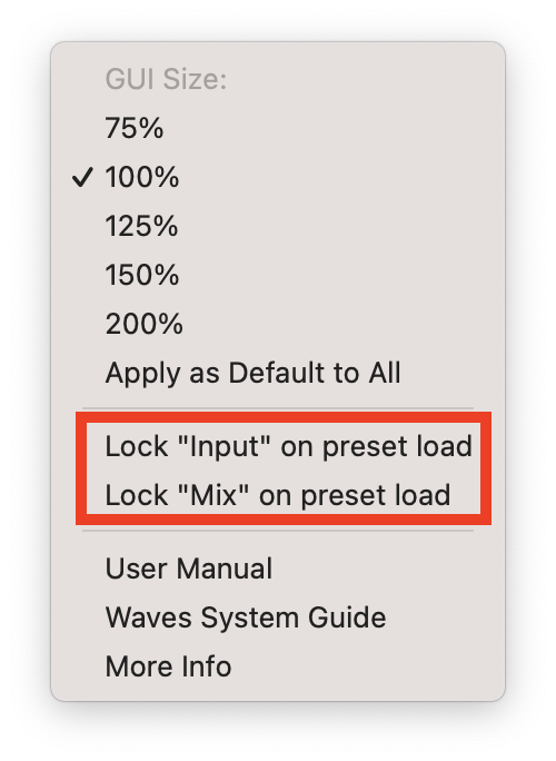 Ignore Input or Ignore Mix on Preset Load